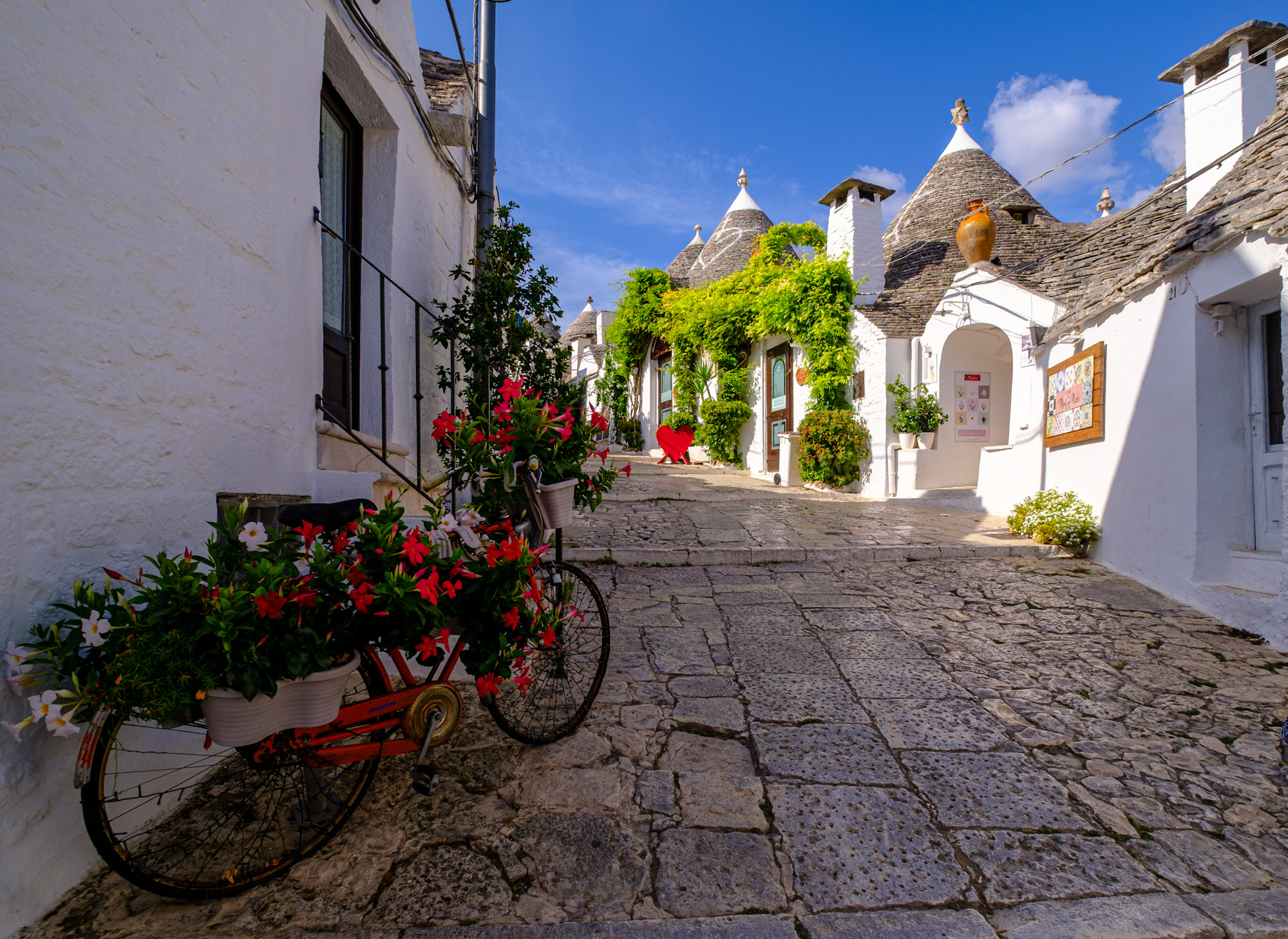 Quiet mornings on the streets of Alberobello Puglia