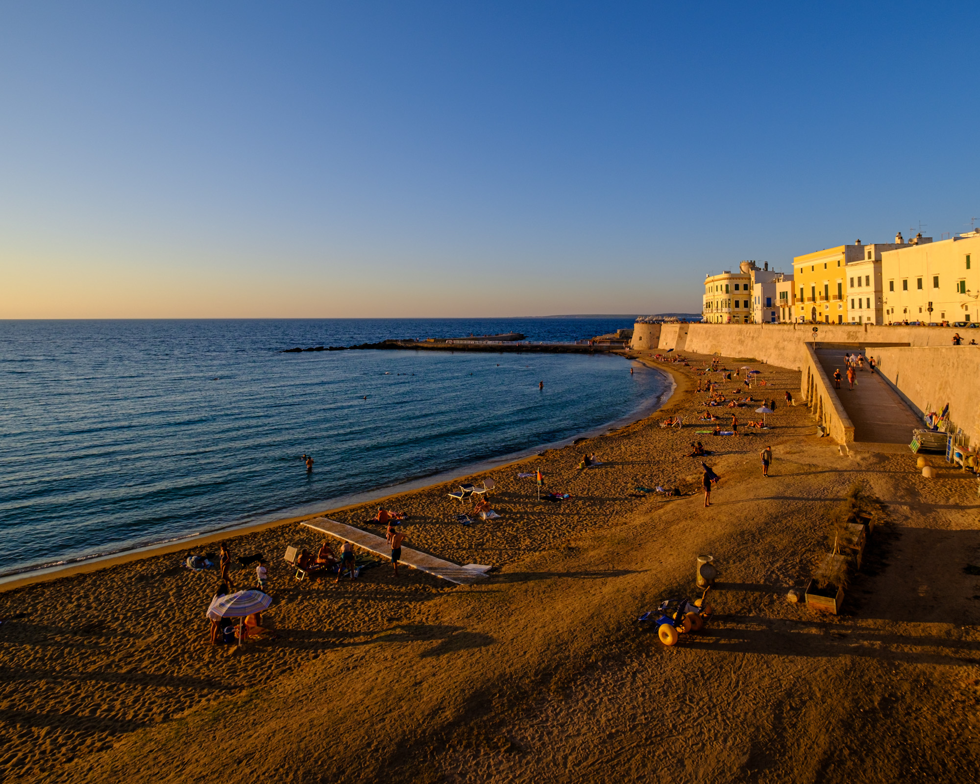 Gallipoli beach at sunset in Gallipoli Puglia