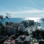 View of the harbour from above in Malaga Andalusia