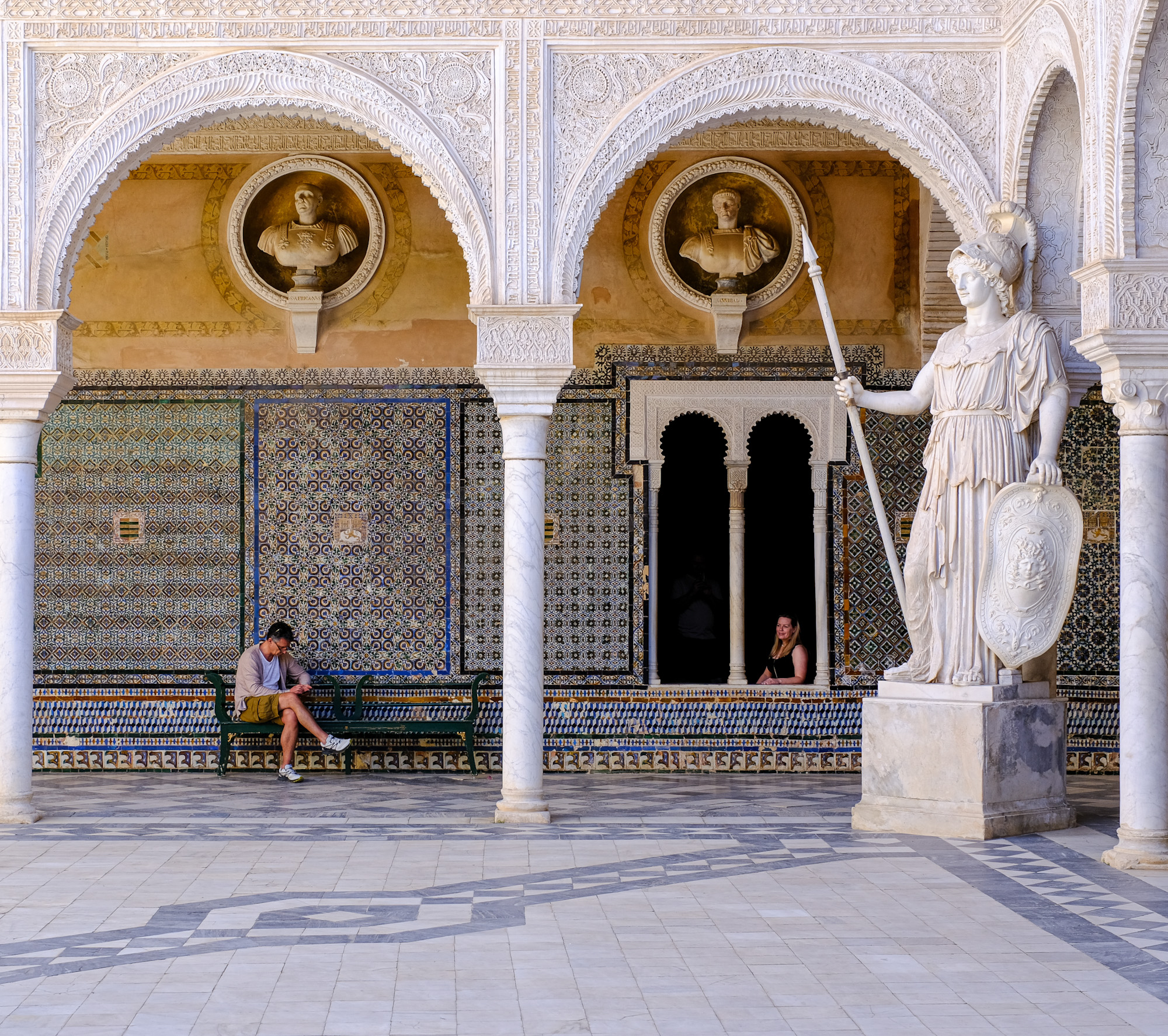 Fine architectural details from a courtyard in Seville Andalusia
