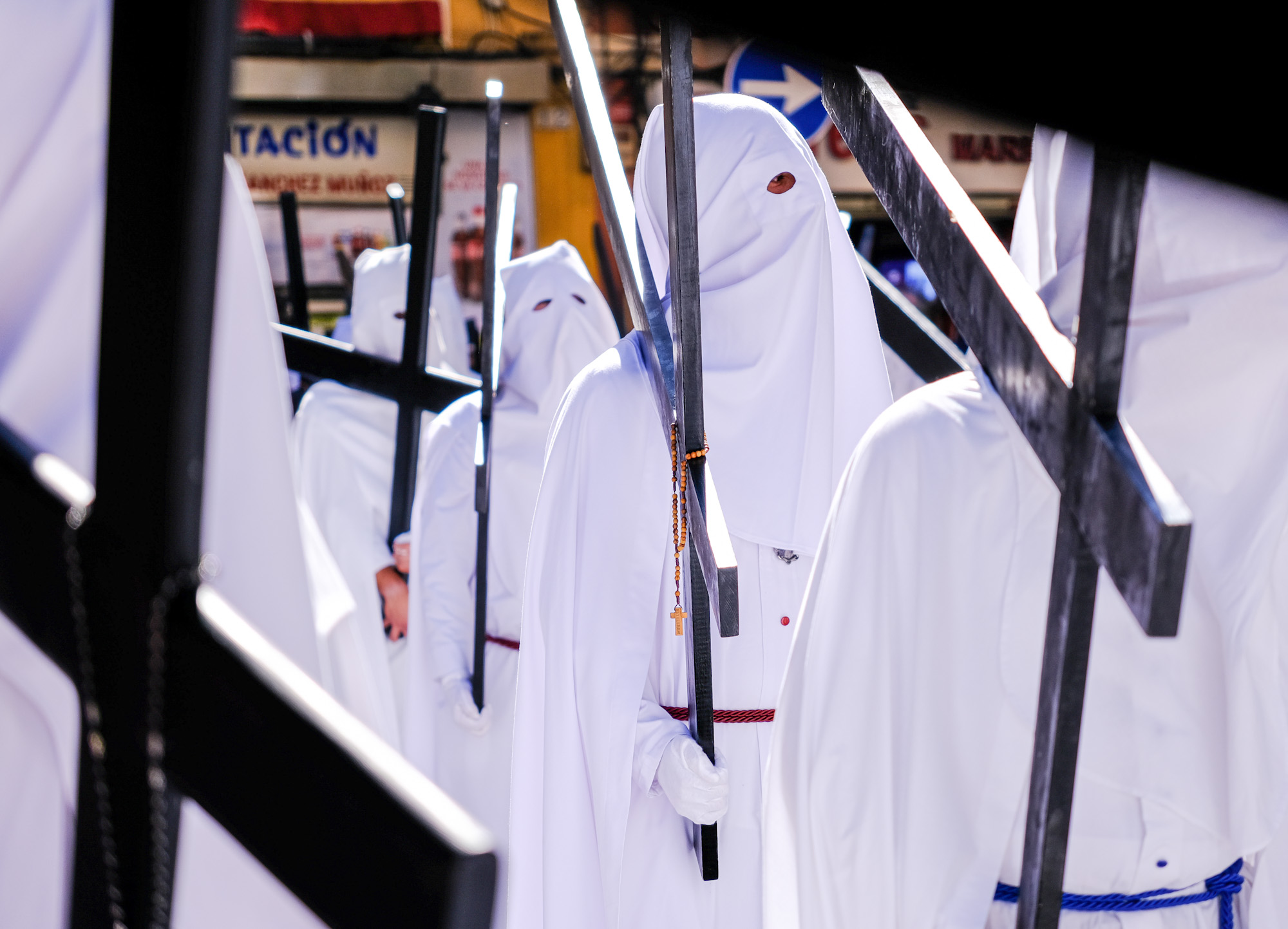 Procession details during Semana Santa festivities in Seville Andalusia
