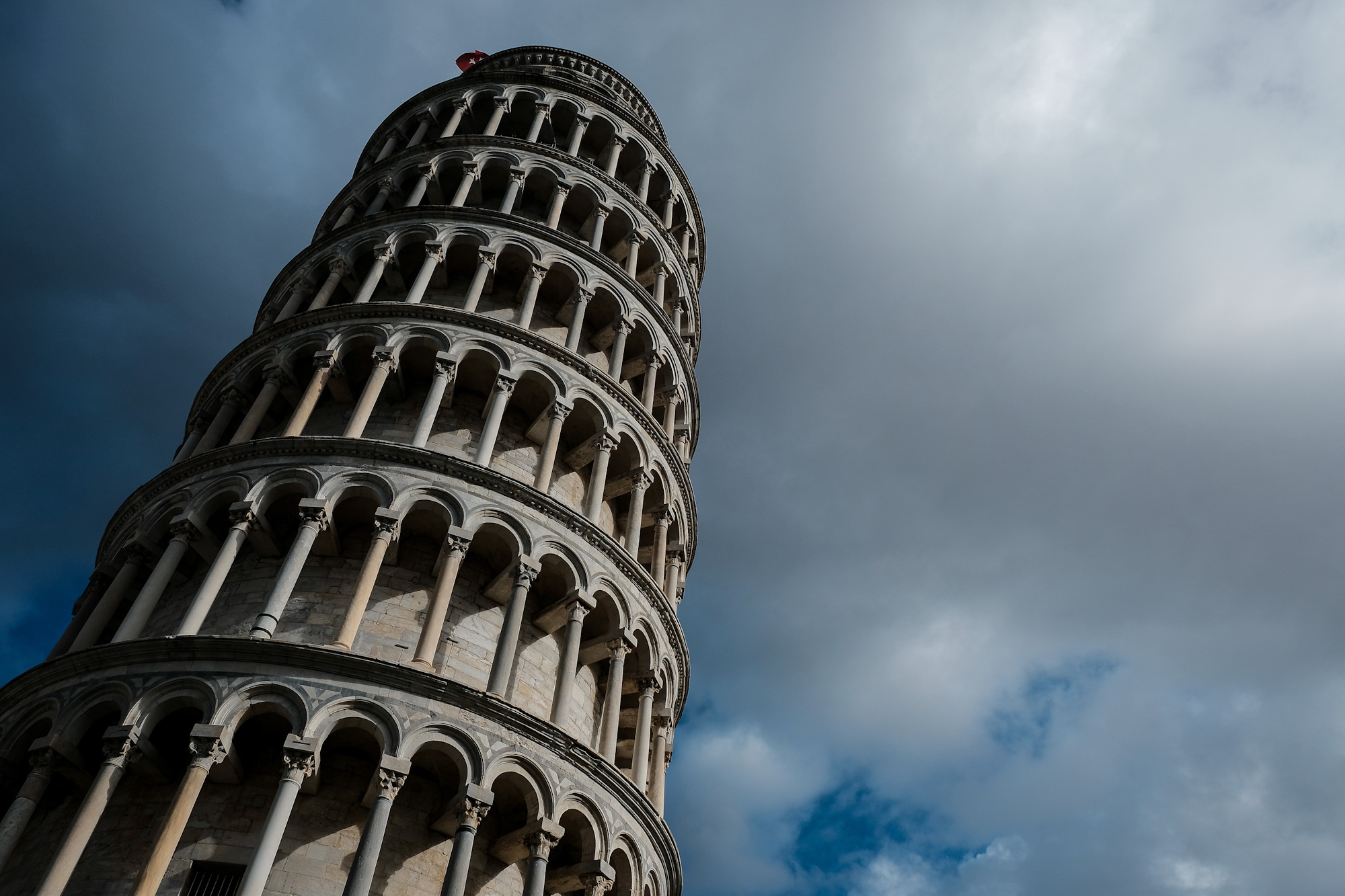 Leaning Tower of Pisa on a cloudy dat in Pisa, Tuscany