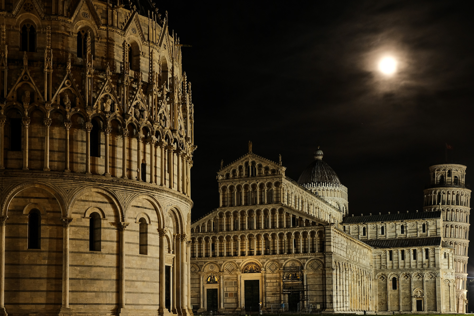 Piazza dei Miracoli during the night in Pisa Tuscany