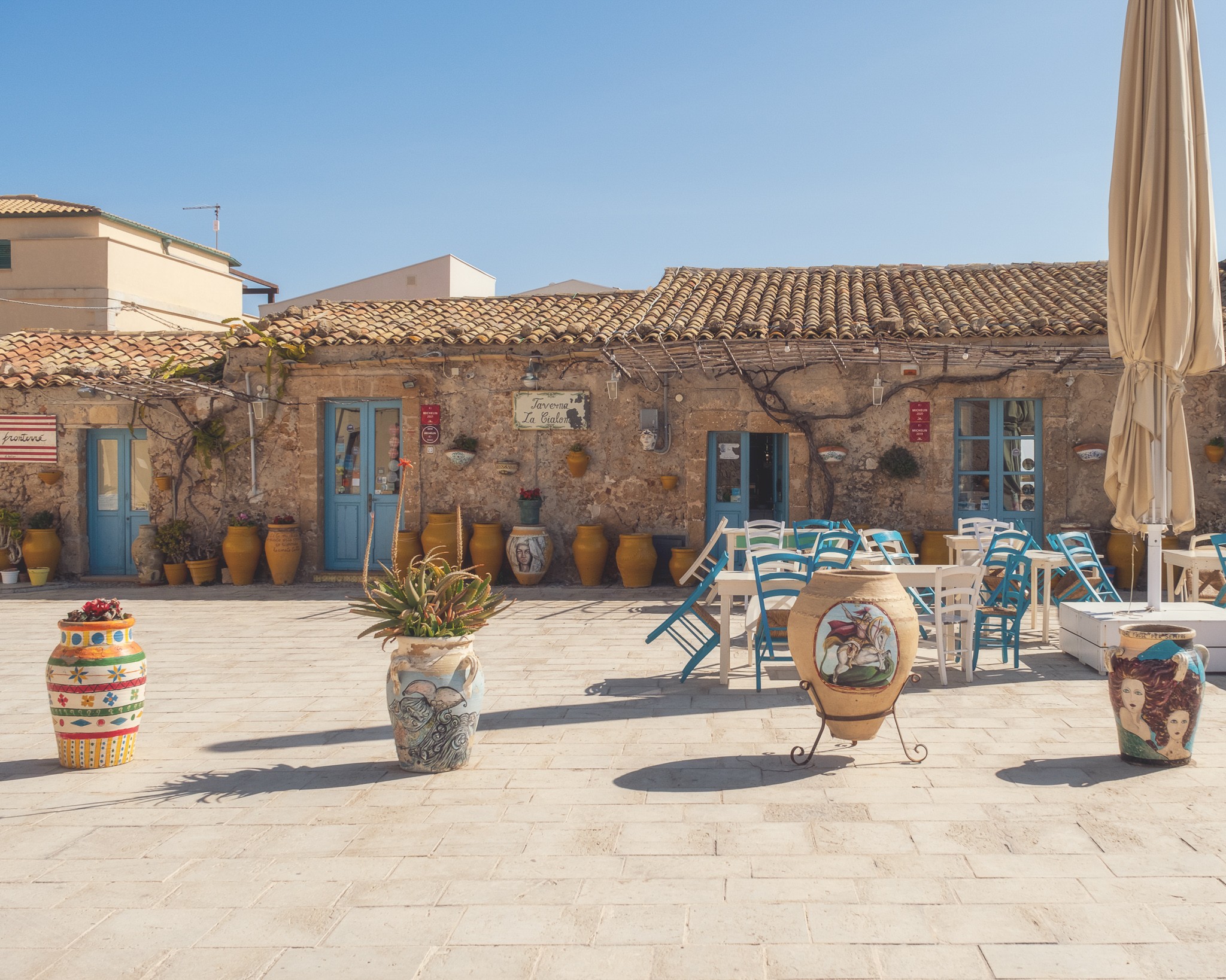 Mornings with empty streets in Marzamemi Sicily