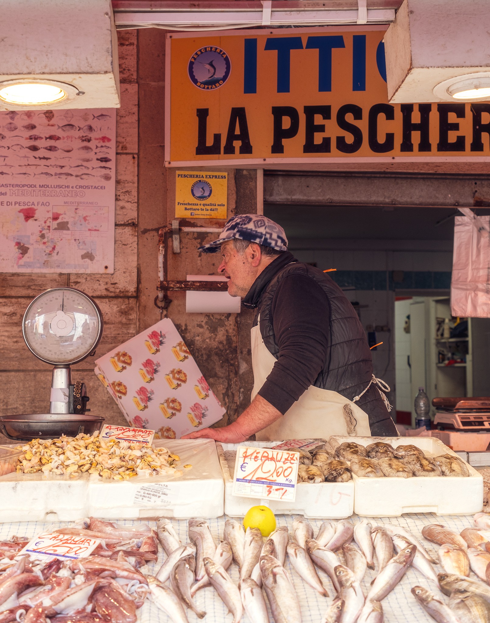 Market seller in Ortigia Sicily