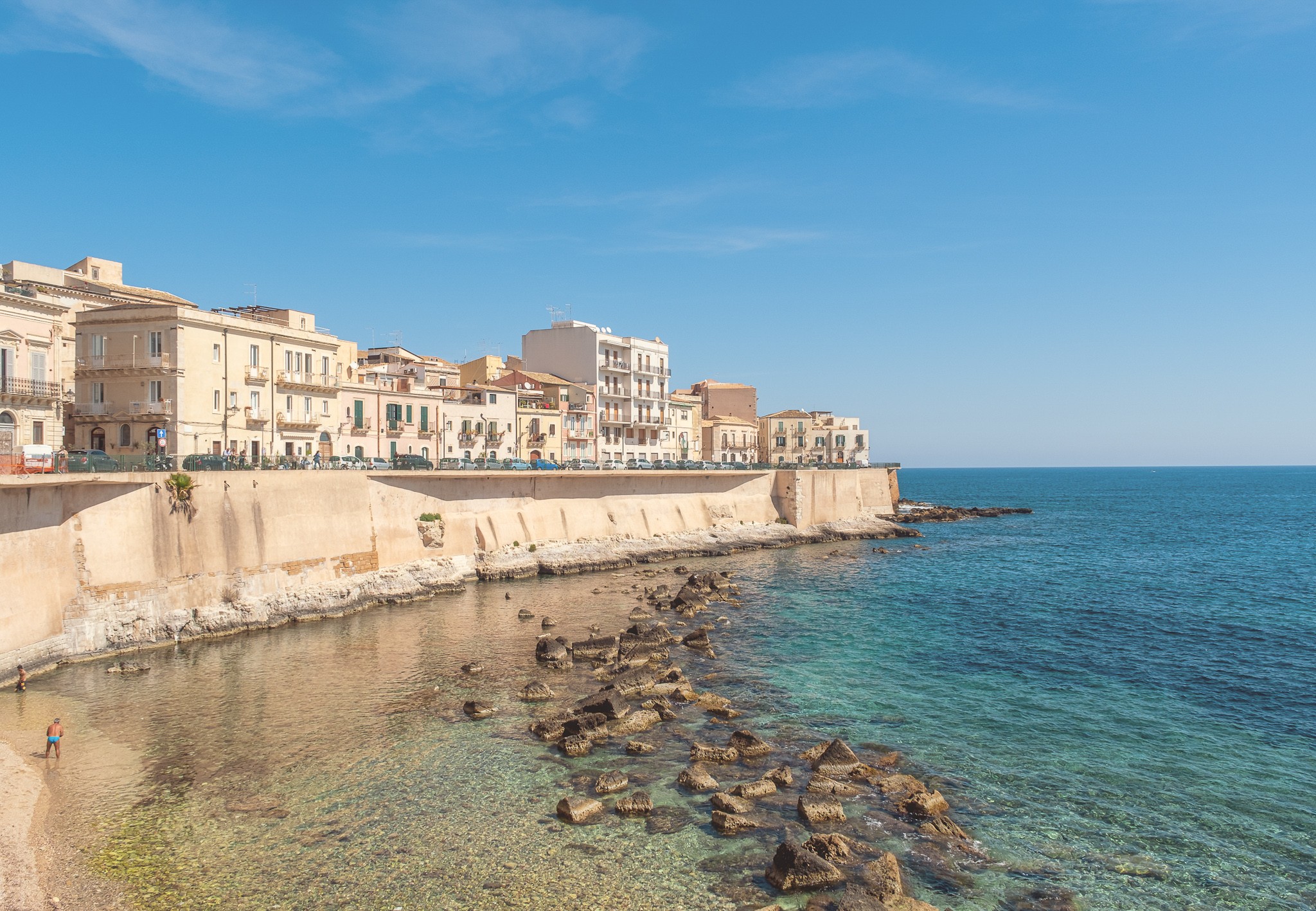 Beautiful colors of the sea around Ortigia Sicily