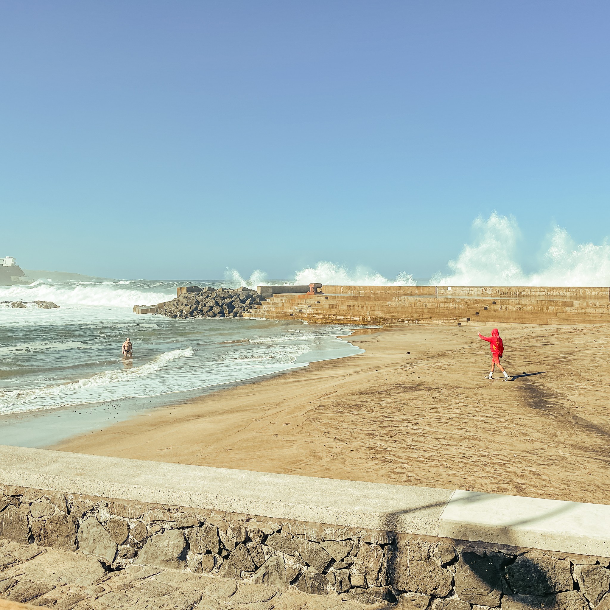 Lifeguard and high waves at Bajamar Tenerife
