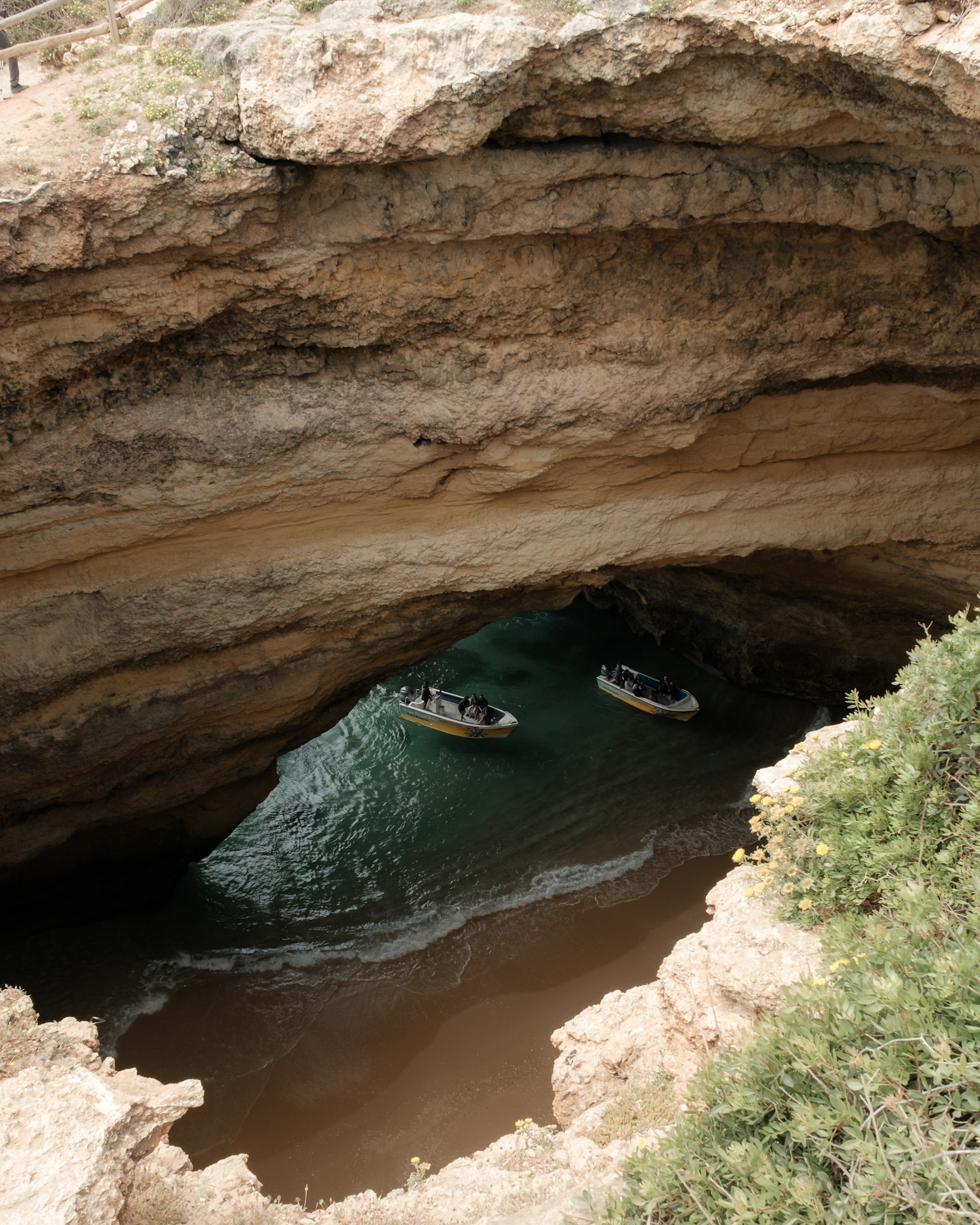 Benagil cave from above in Algarve Portugal