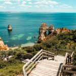 Stairs into the ocean in Lagos Portugal Algarve