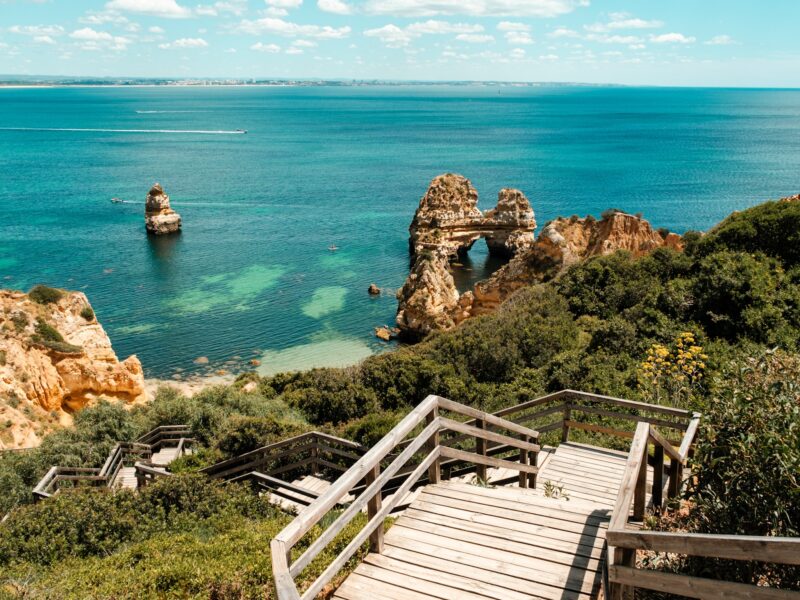 Stairs into the ocean in Lagos Portugal Algarve