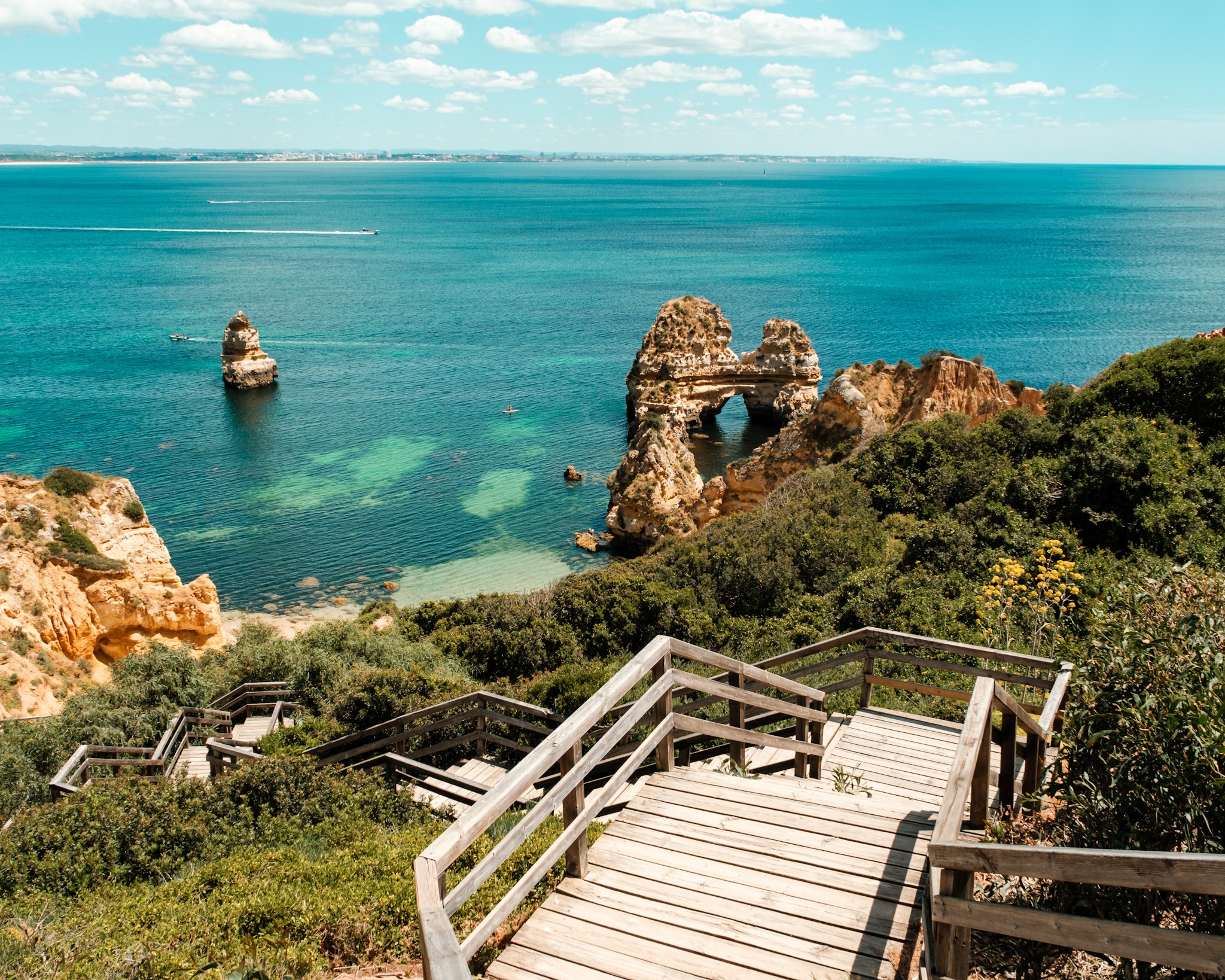 Stairs into the ocean in Lagos Portugal Algarve